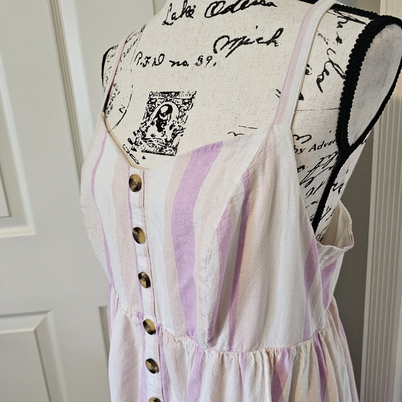 Torrid Striped Midi Linen Button-Front Dress - Picture 5 of 10